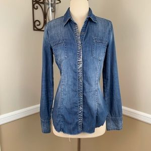 Blank Metallic Foiled Chambray Button Down Shirt